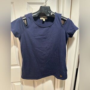 Michael Kors Medium Navy Blue Open Sleeve Top